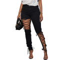 women's denim ripped pencil pants