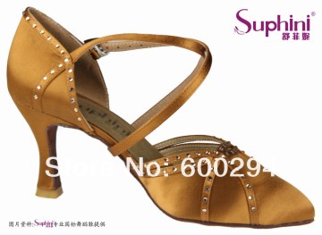 Suphini Deep Tan Ballroom Dance Shoes Chinese Wholesaler