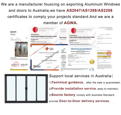 Australia AS2047 Aluminum Patio Double Glazed Sliding Soundproof Door