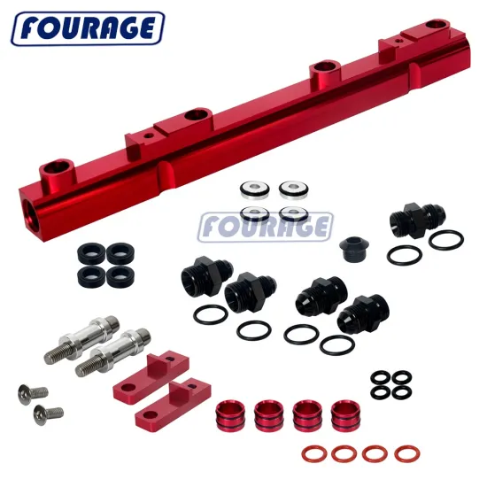 High Flow EFI Fuel Injector Rails Kit - Red Anodized Aluminum for Nissan SR20