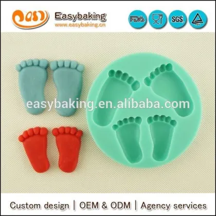 Cute baby footprints fondant cake decorating silicone mold