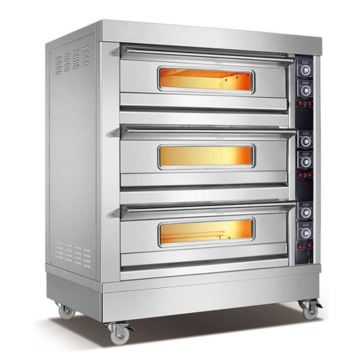 ベーカリーを使用するための3つのレイヤーと9つのトレイを備えた市販のステンレス鋼電気デッキオーブン