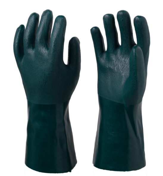 Guantes antideslizantes recubiertos de PVC verde