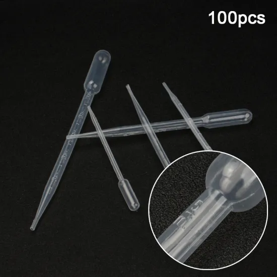 100pcs Pasteur Pipette Graduated Disposable With Scale 1ml 2 ml Dropper Airbrush Urine Straw