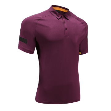 Camisa pólo masculina de rúgbi de ajuste seco roxo masculino