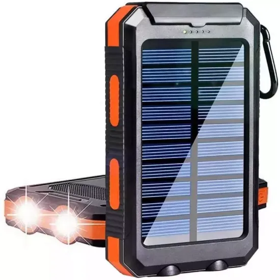Factory Waterproof Solar Power Bank 20000mAh Dual USB Travel Charger with LED Flashlight