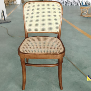 Vintage Wood Bistro Rattan Dining Chair with Handrail for Garden