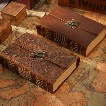 Title: "Genuine Leather A5 Journal: Handmade Daily Notepad with 240 Kraft Pages for Men & Women
