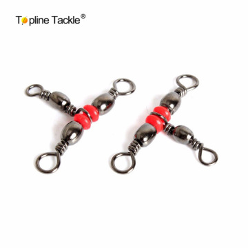 New 100Pcs/lot 3 Way Red Brass Fishing Barrel # 5*7 10*12 Triple Swivels Fishing Tackle Swivel
