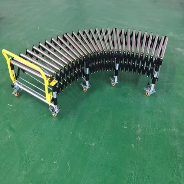 Curved Expandable Stretchable Gravity Flexible Carrier Roller Conveyor Systems for Industrial Warehouse Applications