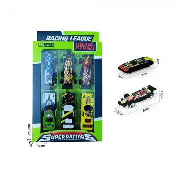 6-Piece Metal Free-Wheel Car Toys Collection: Die-Cast Cars and Trucks