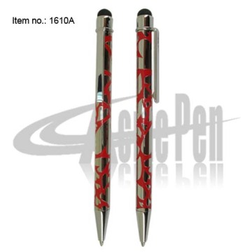 2 in 1 Capacitive Touch Screen Pen Novelty Design Embossed Ball Pen pocket Size Rotating Pens for Laptop Accessories