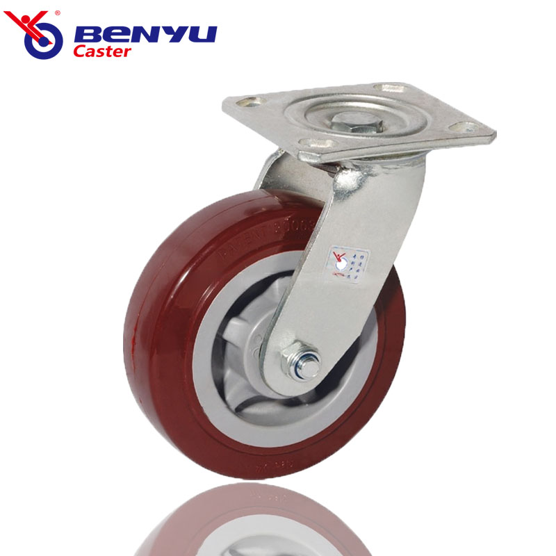 Purplish Red 4 Inch TPU Swivel Casters