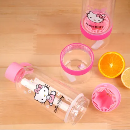 BPA Free plastic Hello Kitty cup Lemon cup fruit infuser water bottle for kids