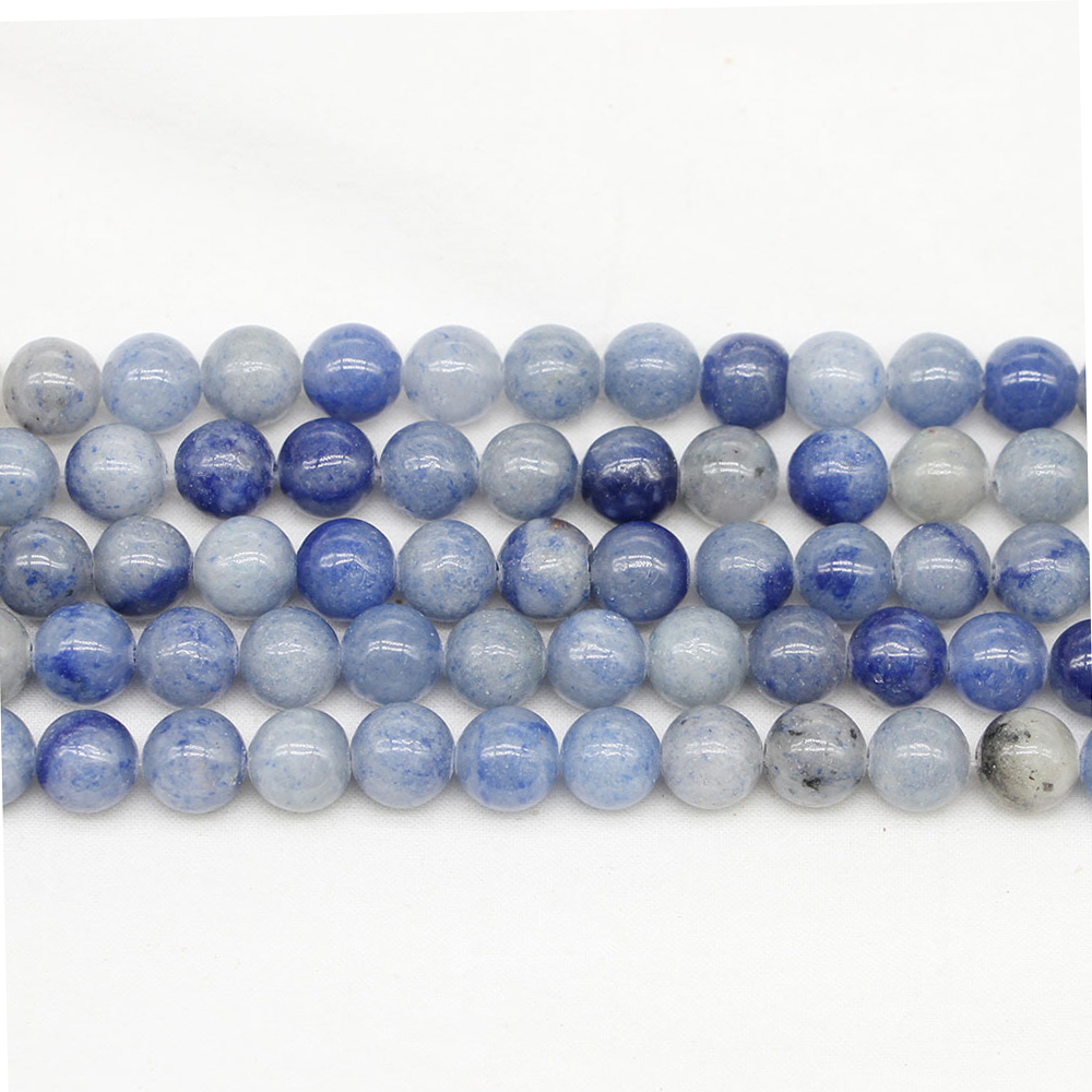 Perles rondes d'aventurine bleu artisanal pour fabrication de bijoux