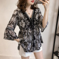 Casual V-Neck Shirt Women's Spring/Summer Floral Chiffon Shirt Supplier