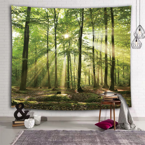 Forest Tapestry Wall Hanging Trees Trunk Nature Green Sunlight Wall Tapestry for Livingroom Bedroom Dorm Home Decor