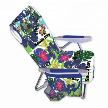 Flowers Printed Steel Backpack Foldable Beach Chair - Ideal Outdoor Companion