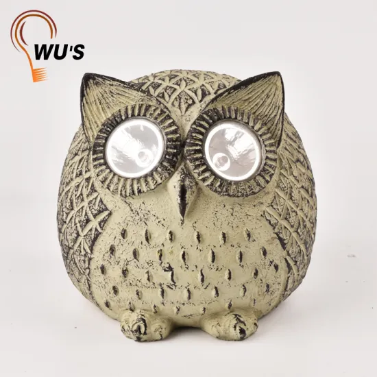 2 warm white light solar big eye owl outdoor garden lights decorative solar resin light
