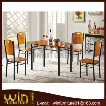 rubber wood veneer dining table and chair wooden dining table set