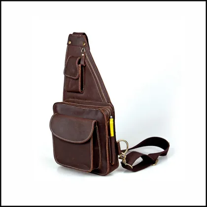 Vintage genuine leather men sling bag