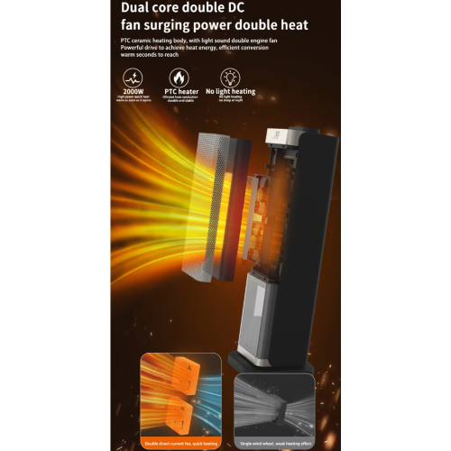 2000W Quick Heating PTC Heater with 3D Flame & Humidifier