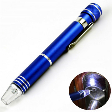 ปากกาเครื่องมือมัลติฟังก์ชั่น 6-in-1: การรวมไขควงไฟ LED และแม่เหล็กสำหรับงานซ่อมที่สะดวก