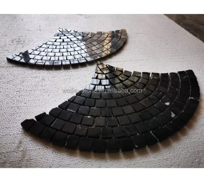 New Trend Waterproof Irregular Fan Shaped Black Marble Mosaic Kitchen Wall Tile