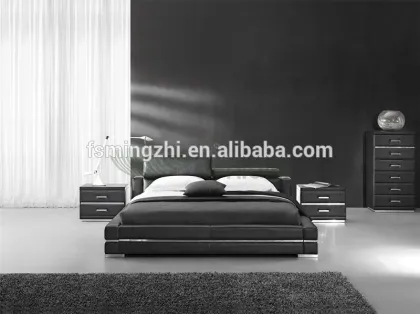 bed,leather bed,bedroom furniture