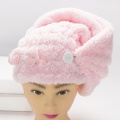 Microfiber long plush coral fleece hair drying turban