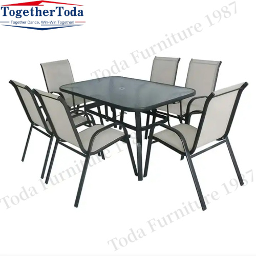 Metal dining table chair set for outdoor garden