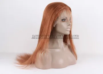 Human hair wig 18inches #30 color human hair full lace wig straight hair wig Malaysian silk wig