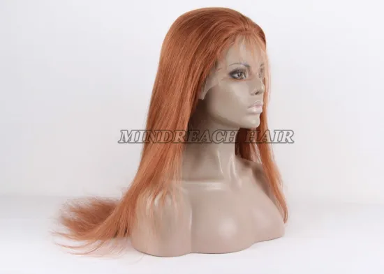 Human hair wig 18inches #30 color human hair full lace wig straight hair wig Malaysian silk wig