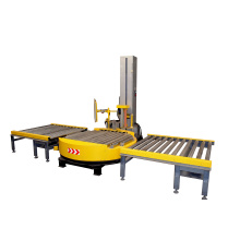 Heavy duty conveyorized  automatic pallet wrapping machine