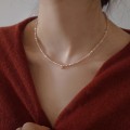 Mini Gold Bead Pendant Pearl Collarbone Chain Necklace