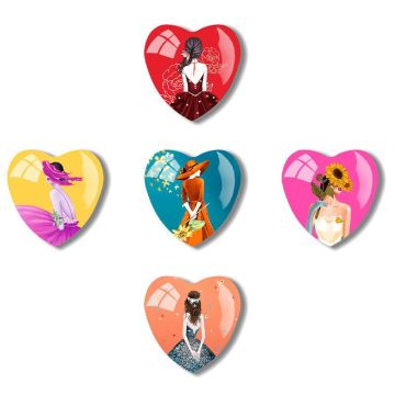 Art Deco Heart-Shaped Crystal Glass Refrigerator Magnet with Custom Logo