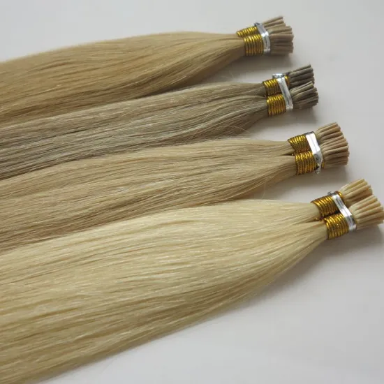 Russian 100% full cuticle remy human hair double drawn blonde bright color i-tip hair extensions