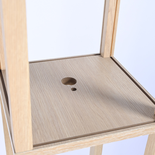 Wooden Stand With Rattan Layer Lamp