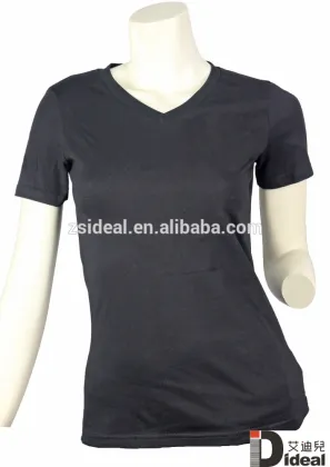 Custom women v-neck t-shirt/blank v-neck t-shirt/high quality cotton v-neck t-shirt