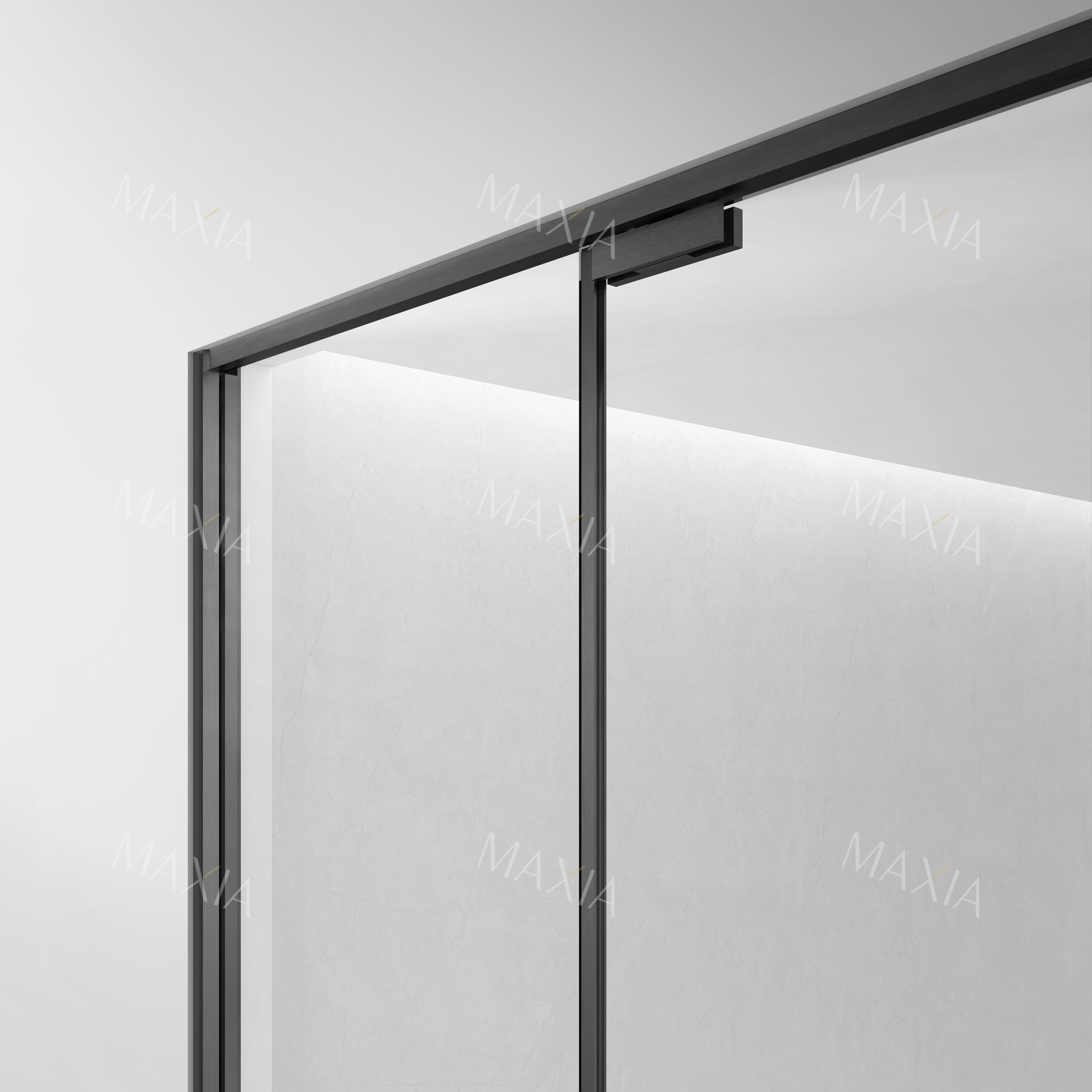 Душевая комната с минималистской дверной комнатой из нержавеющей стали