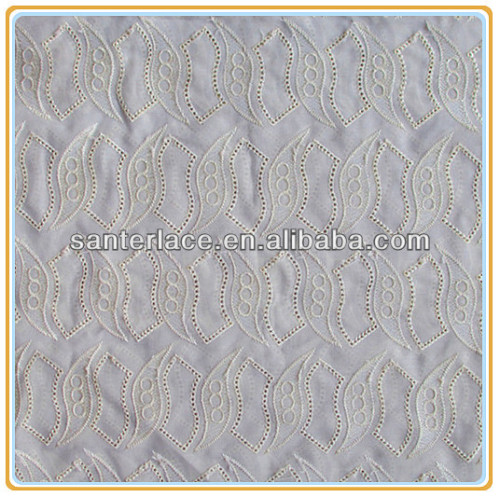 Africa designs voile embroidery fabric with leaf design white color cheap embroidery