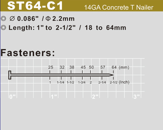 Concrete Fastening Applications Pneumatic Concrete & Steel Pinner Combination T Nailer