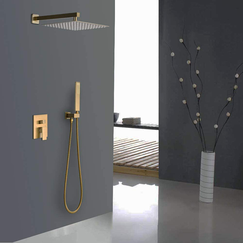 Brushed Brass Gold Shower Faucet Fixtures System