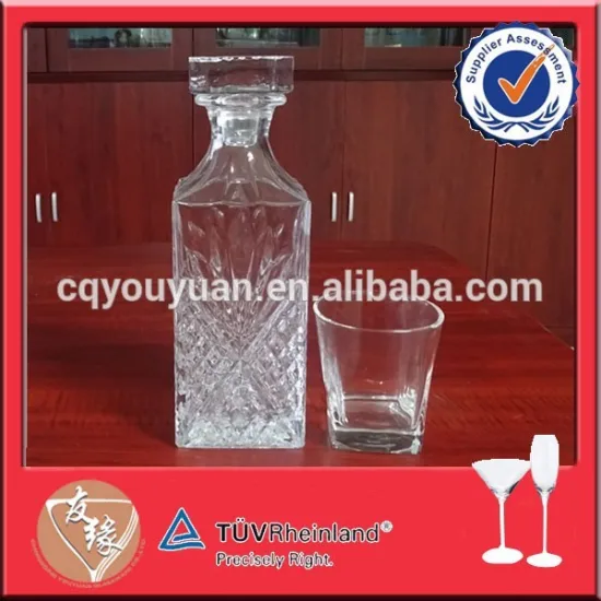 Heavy glittering glass decanter bottle with gift box