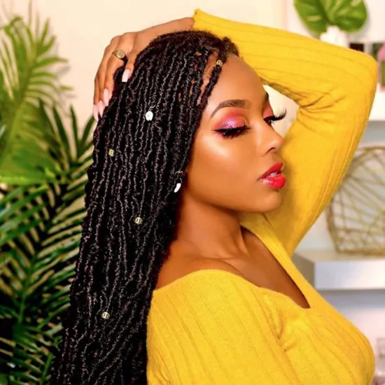 Nu Soft Faux Locs Crochet Hair 24 Inch Pre-Loop Faux Locs Crochet Braids African Roots Premium Fiber Synthetic Hair Extensions