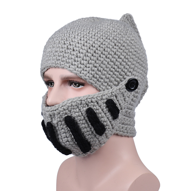 Roman knight knitted hat gladiator mask hat (3)