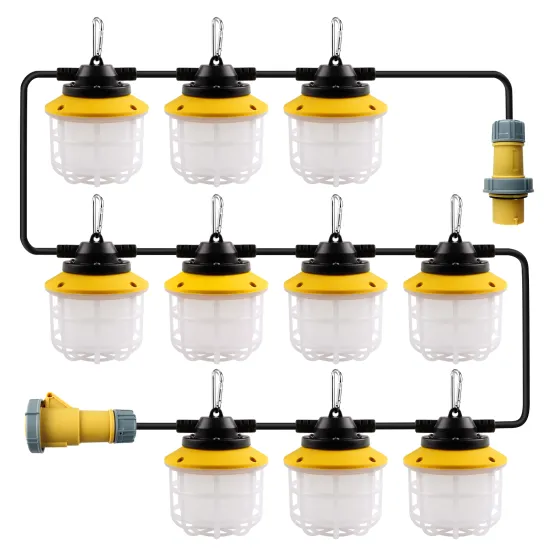 100W 12000lm LED Work String Light with 30m Connectable Rubber Cable - 110V Festoon Light