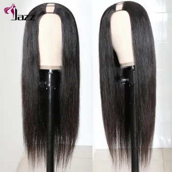 Natural color180% 210% 250% high density afro cuticle aligned Indian human hair long u part bone straight wig for black women
