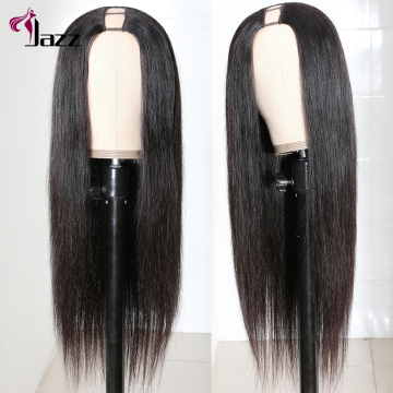 Natural color180% 210% 250% high density afro cuticle aligned Indian human hair long u part bone straight wig for black women