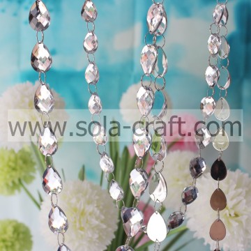 20*30mm White Artificial Crystal Cut Diamond Round Bead Chain For Christmas Decoration